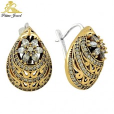 Gümüş Otantik Taşlı Küpe